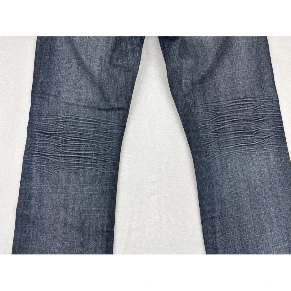 Helix Slim Mens 34x30 Bootcut Jeans Dark Wash Distress Embroidered  Cross Pocket